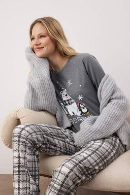 Trendyolmilla Fume Ay?c?kl? ve Penguen Bask?l? Ekoseli Yumos Orme Pijama Tak?m? THMAW22PT0395  фото 12