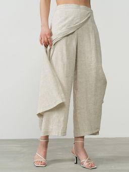 Брюки льняные Б043Т серый меланж