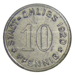 Монета 10 пфеннигов 1920 года Германия  Нотгельд Охлигс