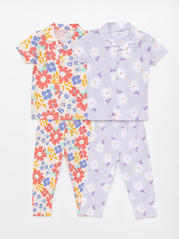 Polo Yaka K?sa Kollu K?z Bebek Pijama Tak?m 2li