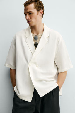 CAMISA KIMONO VISCOSA - LINO / Blanco roto - Zara фото 5