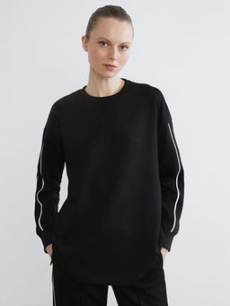 Bisiklet Yaka Oversize Kad?n Sweatshirt Tunik