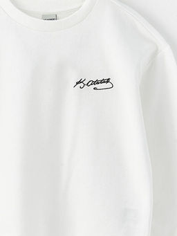 Bisiklet Yaka Atat?rk ?mza Bask?l? Uzun Kollu K?z ?ocuk Sweatshirt - Waikiki фото 3