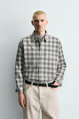 CAMISA BOXY FIT CUADROS / Azul - Zara фото 2