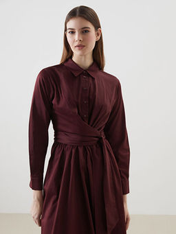 G?mlek Yaka Poplin Kad?n Elbise