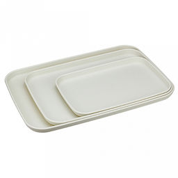 Поднос пластмассовый, набор 3шт: 24х17х2см, 30,5х22х2см, 35х25х2см, белый ротанг (Россия)