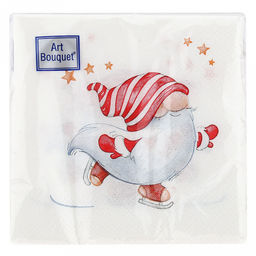 Салфетки бумажные Art Bouquet 20х20см, 2-х слойные, 30 штук в упаковке, 100% целлюлоза, Веселый человечек (Россия)  фото 2