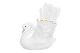 Вазочка п/зубоч. 7*3,5*5,5 см 25 мл Лебедь белая, золото - Elan gallery фото 4