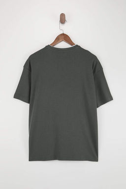 Antrasit Oversize/Genis Kesim Dokulu T-Shirt TMNSS26TS00017