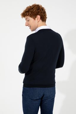 U. S. Polo Assn Мужской базовый трикотажный свитер темно-синего цвета с v-образным вырезом - U.s. polo assn фото 5