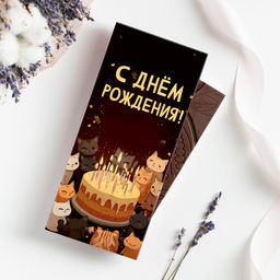 Шоколад 85 г. "С днём рождения (коты вокруг торта)"