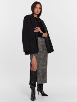 Юбка женская черная с принтом в виде потертостей черный с потертостями 152801