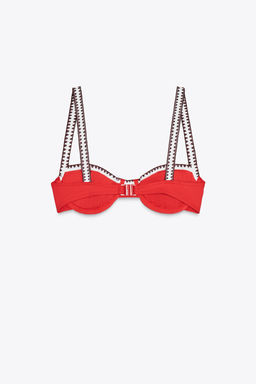 CONTRAST UNDERWIRED BIKINI TOP - Zara фото 10