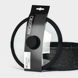 Крышка Magistro, d=22 см, со сливом, с силиконовым ободком и ручкой, жаропрочное стекло
