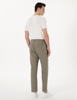 Haki Carrot Fit Keten Kanvas Pantolon