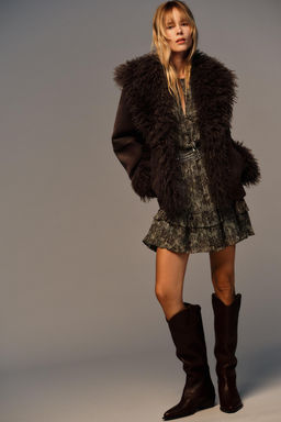 METALLIC THREAD PRINTED MINI DRESS