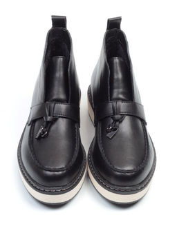 01-5172-1 BLACK Ботинки женские демисезонные (натуральная кожа, байка)