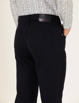 Siyah Slim Fit Keten Kar___ml_ Kanvas Pantolon