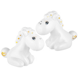 Набор для специй 2 предмета 8,5х5х7,5 см "Лошадки" белая с золотом, фарфор