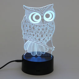 Цена за 2 шт. Светильник ночник "3D-Мудрая сова" на пластиковой подставке, с включателем USB