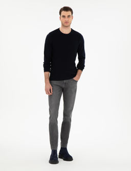 A__k Lacivert Slim Fit Bisiklet Yaka Triko Kazak - Pierre cardin фото 4