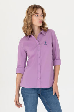 Женская сиреневая базовая рубашка с длинным рукавом - U.s. polo assn фото 15