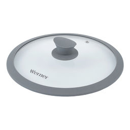 51224 WERNER Крышка стеклянная GRIGIO 24 см с силиконовым ободом. Цвет: серый. Материал: закаленное стекло, силикон, нерж. сталь.  фото 2