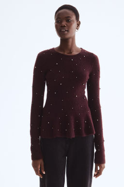 Top de peplum con cuentas decorativas - H&m фото 4