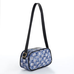 Сумка женская кросс-боди на молнии, 20.5×6.5×11.5 см, в клетку, синяя