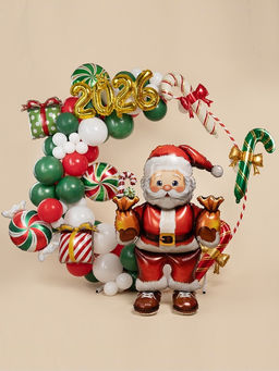 Воздушный шар фольгированный 43" Дед мороз с подарками, под воздух