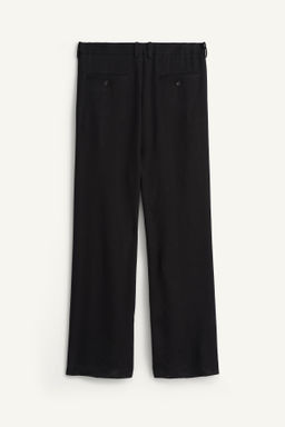 PANTAL?N PLIEGUES TRAJE LINO - LYOCELL / Negro