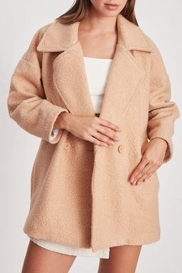 Vizon Buklet Kruvaze Oversize Midi Kaban TWOAW26KB00070 - Trendyolmilla фото 2