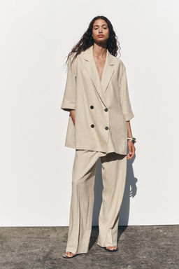 WIDE-LEG LINEN-BLEND TROUSERS - Zara фото 2