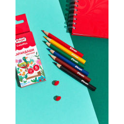 Цена за 2 шт. Карандаши цветные 6цв/наб6-гран Комус Класс ColorPics коротк,88мм