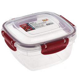 Контейнер для продуктов пластмассовый Мастер 0,9л, 14,3х14,3х8см, квадратный, с клипсами, воздухонепроницаемый (герметичный), съемный силиконовый уплотнитель, подходит для СВЧ, цвета микс (Россия) - Домашняя мода фото 3