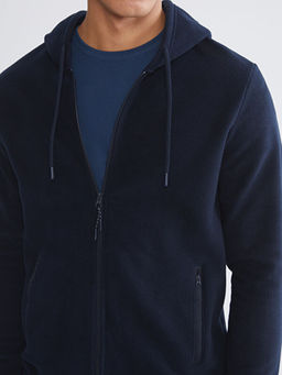 Kap??onlu Uzun Kollu Polar Erkek Fermuarl? Sweatshirt