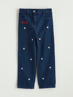 Hello Kitty Nak??l? K?z ?ocuk Jean Pantolon
