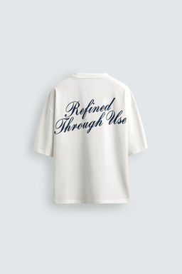 CAMISETA RELAXED FIT TEXTOS ESTAMPADOS / Blanco