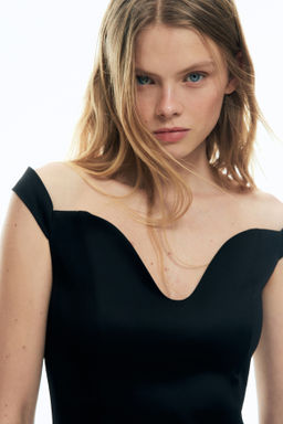 Vestido off-the-shoulder entallado - H&m фото 4