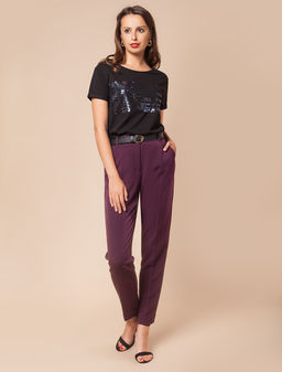 VILATTE / Футболка из хлопка с вышивкой пайетками  фото 5