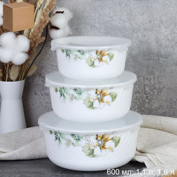 Форма для холодца с крышкой 3 предмета / GRAY-HDW3B (7364) /уп 12/ Графические цветы/ 740222