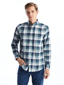 Regular Fit Uzun Kollu Ekose Poplin Erkek G?mlek