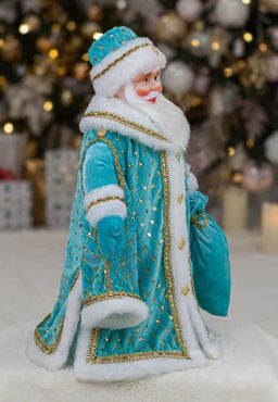 Дед Мороз Царский 50см индивид.уп. БИРЮЗОВЫЙ