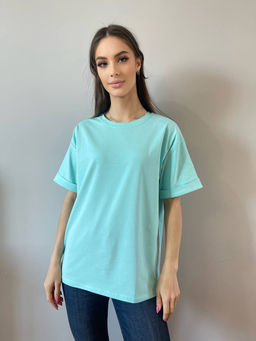 K10391 Футболка OVER SIZE БИРЮЗОВЫЙ