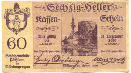 Банкнота 60 геллеров 1920 года Австрия  Пёхларн (нотгельд)