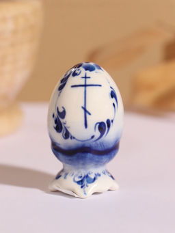 Цена за 2 шт. Фигурка фарфор гжель Яйцо, 6.5 см