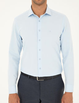 Рубашка Pierre Cardin Slim Fit светло-голубая с длинным рукавом