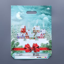 Цена за 50 шт. Пакет подарочный новогодний Снежный город, полиэтиленовый с вырубной ручкой, 40?31 см - Simaland фото 2