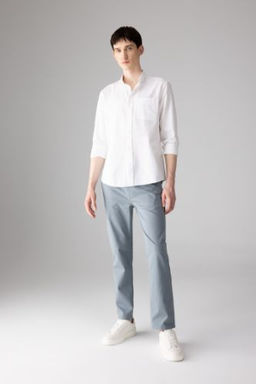 Regular Fit Normal Kesim Gabardin Chino Kanvas Pantolon Yazl?k Fermuar Cepli Duz Paca