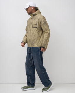 Куртка спортивная мужская весна осень бежевого цвета 25473B